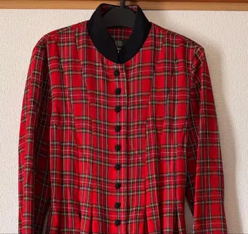 Orvis 체크 무늬 긴팔 원피스 M 빈티지