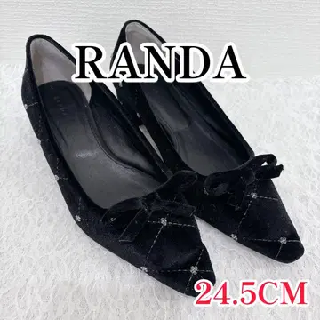 [ 새상품급 ] RANDA 퀼팅 리본 펌프스 24.5 블랙 빅 사이즈