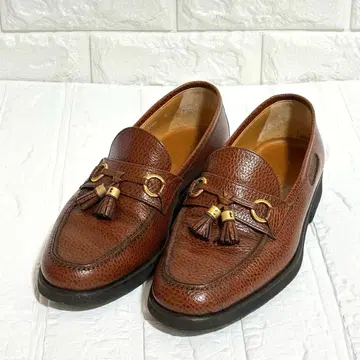 a.testoni 천연 가죽 태슬 로퍼 24.5cm 브라운 주름 가공