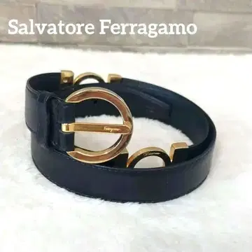 Salvatore Ferragamo 골드 간치니 벨트 블랙