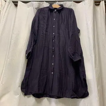 PG GAUZE 다크 퍼플 셔츠 원피스 긴팔