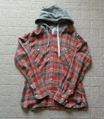 오렌지 계열 체크 플란넬 셔츠 후드 부착 기무라 타쿠야