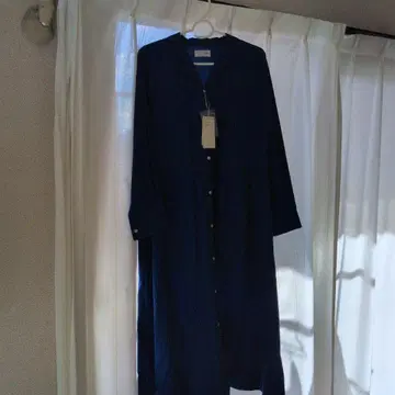 엔슈 직물 HUIS 롱 셔츠 원피스 네이비 F