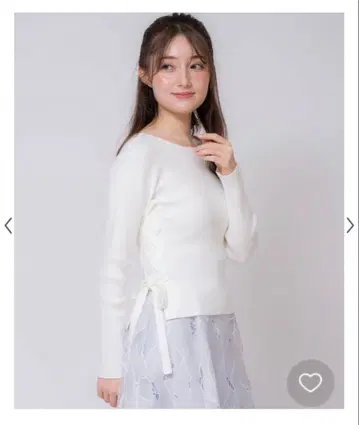 리브 편직 사이드 리본 긴팔 니트