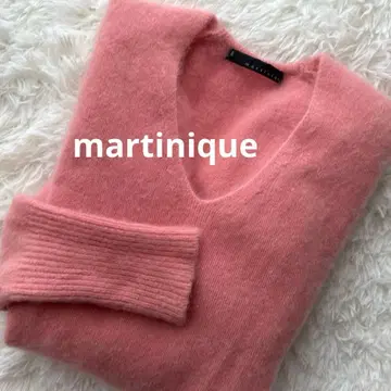 martinique 핑크 V넥 니트 긴팔 스웨터 F 복슬복슬