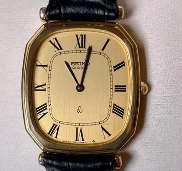 레어 SEIKO 샤리오 남성용 쿼츠 손목시계 골드 팔각형 빈티지