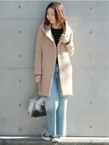 JOURNAL STANDARD 후드 롱 코트 카멜