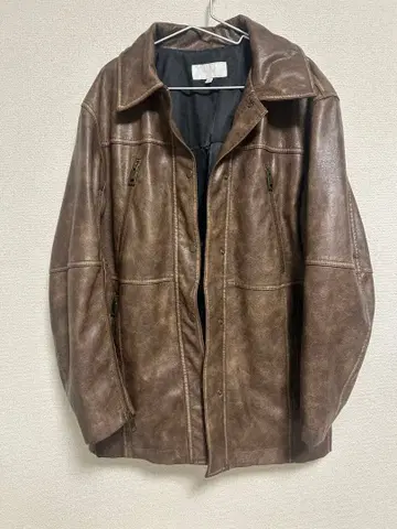 moussy 마우지 가죽 브라운 롱 자켓