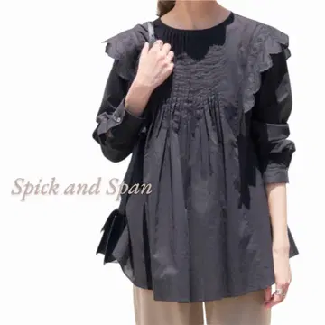 [컨디션 최상] 스픽 앤 스팬 자수 레이스 핀턱 블라우스