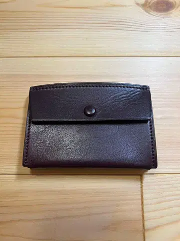 만소 두꺼운 코바 다크 브라운 가죽 카드 케이스