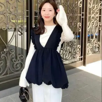 fitmore 벌룬 프릴 베스트 네이비