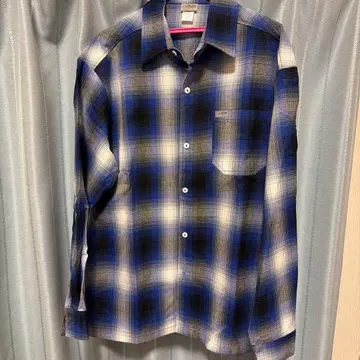caltop 옴브레 체크 셔츠 로얄 블루/화이트 M 사이즈
