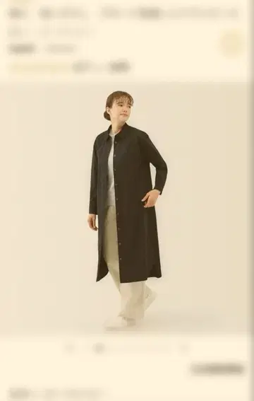 무인양품 워싱 브로드 긴팔 셔츠 원피스 다크 네이비