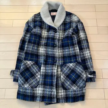 11.1 coen 코엔 코트 네이비 체크 사이즈 표기 없음