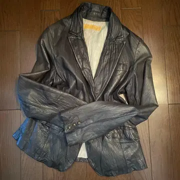 HYSTERIC GLAMOUR 다크 그레이 가죽 자켓 주름 가공