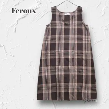 Y5589 [페루] 체크 무늬 슬리브리스 원피스 브라운 계열 가을/겨울