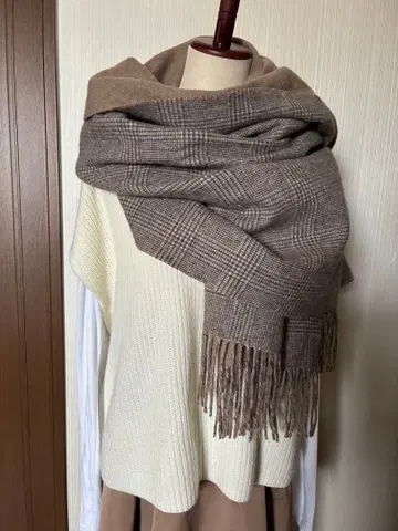 THROW/슬로우 더블 페이스 글렌 체크 스톨