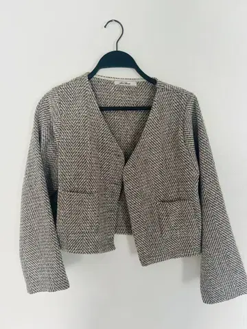 노카라 트위드 자켓 베이지