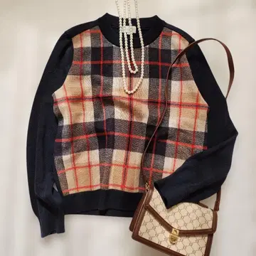 새상품급 매킨토시 필로소피 체크 무늬 니트 스웨터