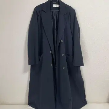 네이비 롱 코트 더블 버튼