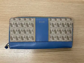 ELLE 장지갑 라운드 지퍼 모노그램 가죽 여성용