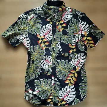 BG 트로피컬 패턴 반팔 하와이안 셔츠 S