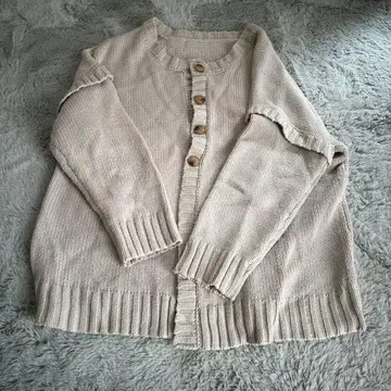 베이지 니트 가디건 긴팔