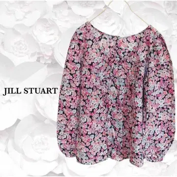 [ 질스튜어트 ] 블라우스 [ M ] 핑크 네이비 코튼 꽃무늬 긴팔