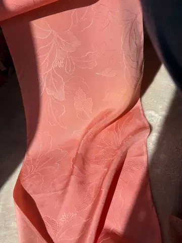 실크 꽃무늬 이로무지 기모노 핑크