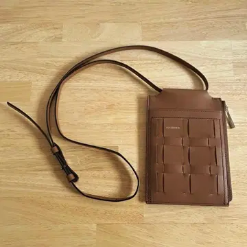 올세트 미니백 숄더 지갑 뜨개질 가죽 브라운