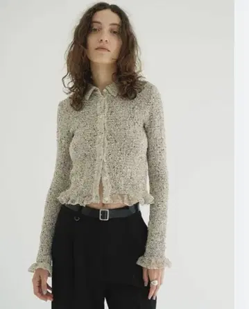 CLANE 믹스 메쉬 개더 셔츠