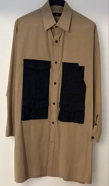 y's 울 프론트 포켓 부착 롱 기장 셔츠