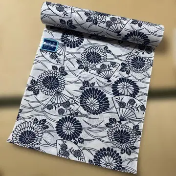 네이비 꽃무늬 코튼 유카타 옷감