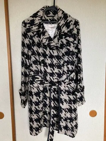 하운드 투스 패턴 트렌치코트