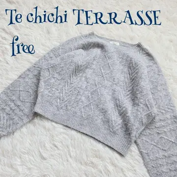 [테치치 테라스] 케이블 짜임 돌먼 슬리브 숏 기장 스웨터 free