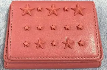 JIMMY CHOO 별 모양 스터드 3단 폴더형 지갑 핑크
