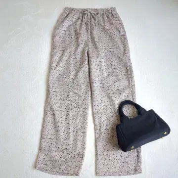 테치치 새틴 와이드 팬츠 스플래시 무늬 스타일리시 깔끔 캐주얼 F