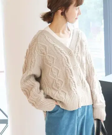 SLOBE IENA 케이블 숏 가디건 베이지