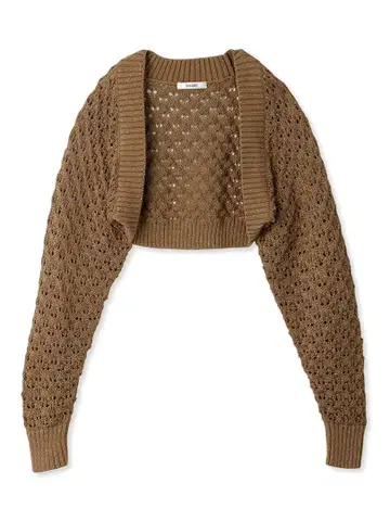 SNIDEL 크로셰 니트 볼레로 가디건 브라운