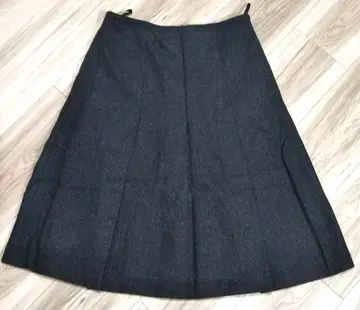 여성용 23구 그레이 무릎 기장 플리츠 스커트