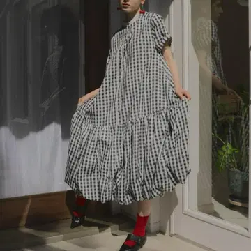 manana suerte 깅엄 체크 벌룬 원피스