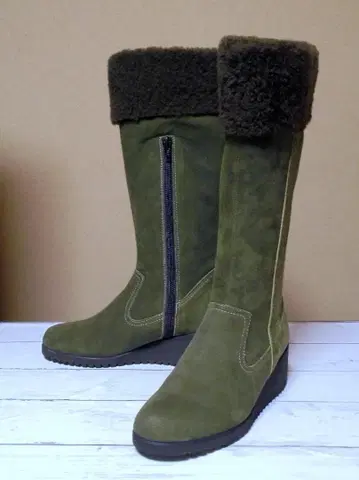 OTA 웨지솔 미디엄 부츠 카키 스웨이드 (34.5) 22cm