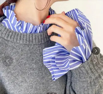 코튼 브로드 턱 프릴 블라우스