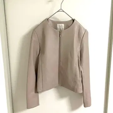 B:MING 빔즈 천연 가죽 베이지 집업 고급 라이더 자켓