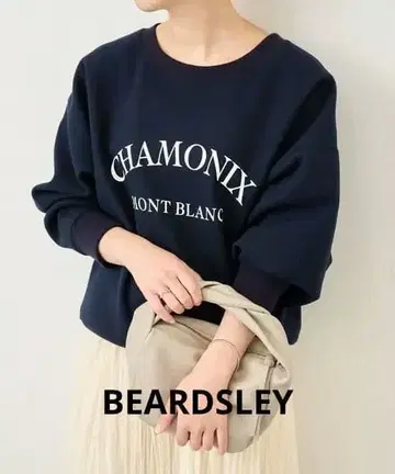 [ BEARDSLEY ] 어른스러운 맨투맨 프린트 돌먼 맨투맨 네이비