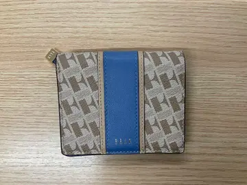 ELLE 이단 접이식 지갑 모노그램 베이지/블루