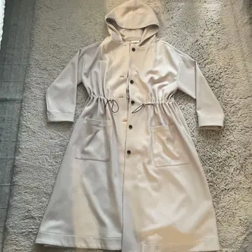 하자품 trois 그레이지 롱 코트 드로우 스트링 포함