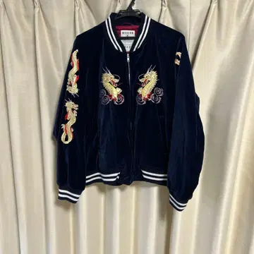 MODERNVOICE 네이비 벨벳 스카잔 드래곤 자수