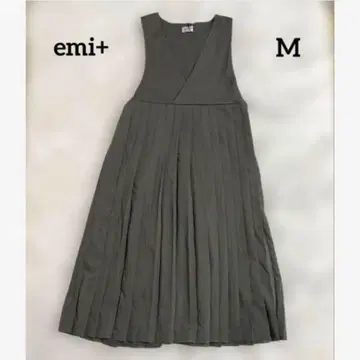 [ emi+ ] 에미+ 플리츠 오버롤 스커트 롱 기장 카키 M