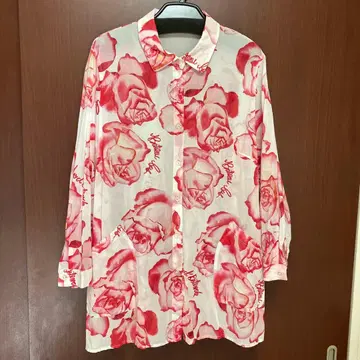 토피즈 모나코 장미 무늬 긴팔 셔츠 화이트/레드